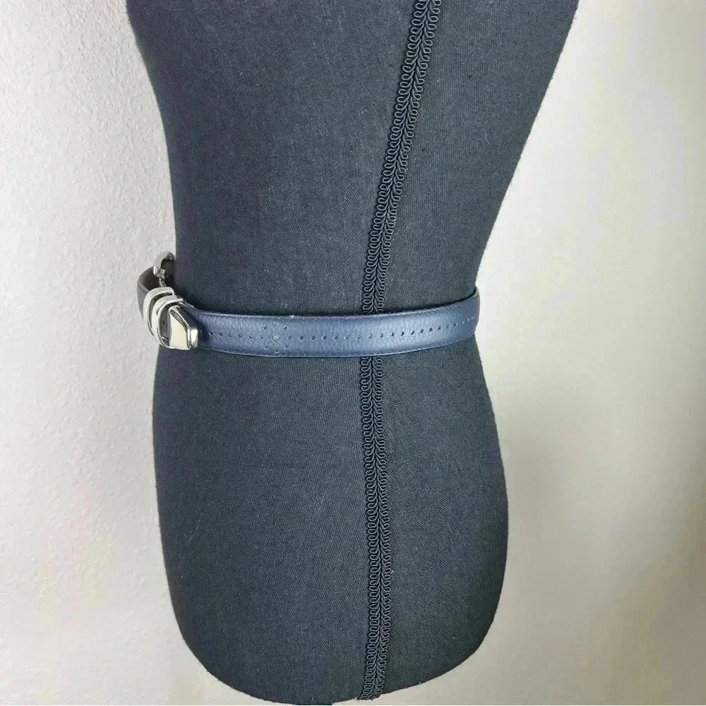 ESCADA Women’s Vintage Navy Blue Silver Buckle Belt Size 2
